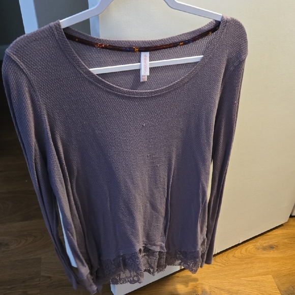 Xhilaration Tops - Xhilaration Lavender Lace Trim Long Sleeve Blouse